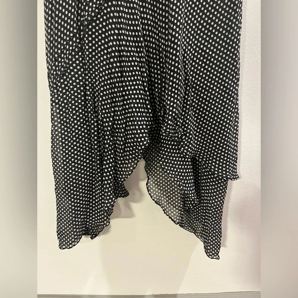 100% Silk Vintage Y2K Adrianna Papell Black and White Polka Dot Dress - Size 8 - Picture 5 of 7